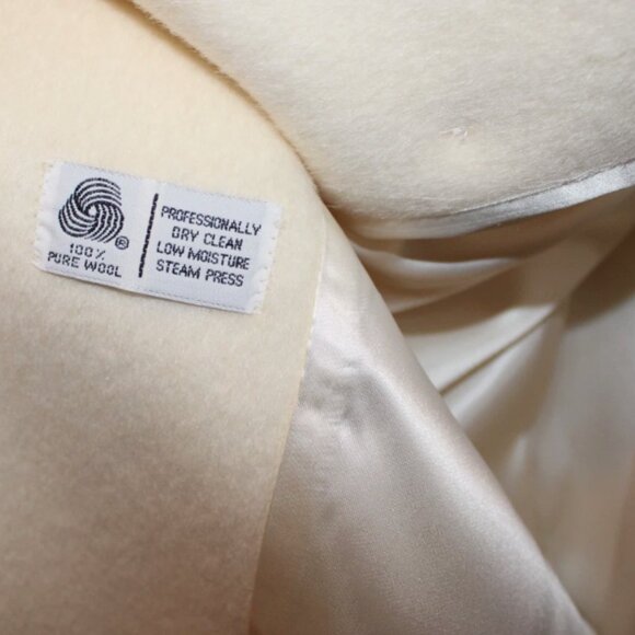 JG Hook 80's Long Off-White Wool Coat USA Union Made M/L Padded Shoulders Mint - Picture 5 of 14